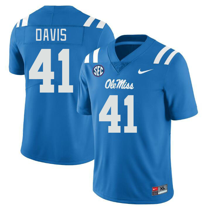 Ole Miss Rebels #41 Caden Davis College Football Jerseys Stitched Sale-Power Blue